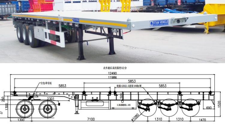 Three Axle 40 Feet Semi Flatbed Trailer for Sale in Sierra Leone