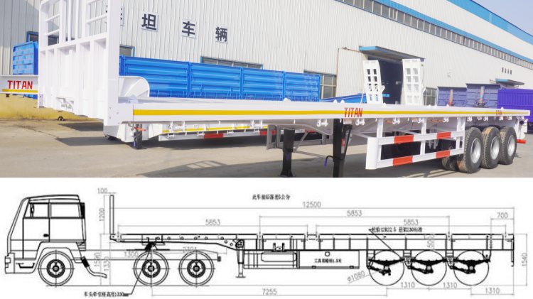 Tri Axle 40 Foot Trailer Flat Bed for Sale in Port of Freetown